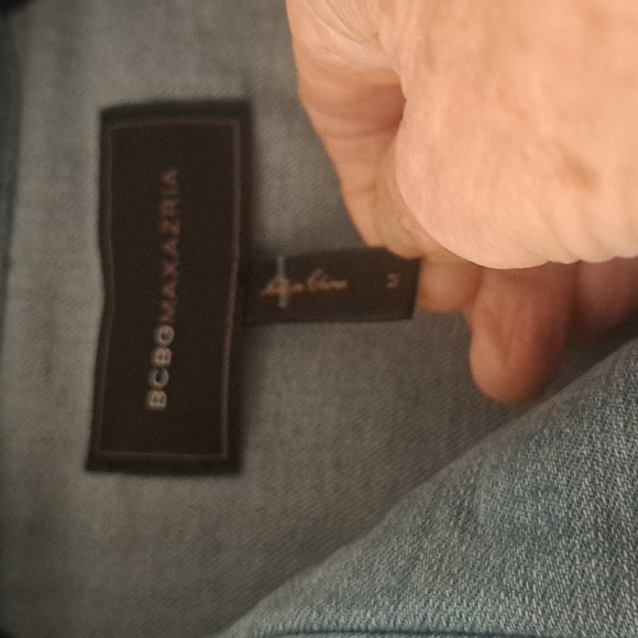 BCBGMAXAZRIA Augie Black Lamb Leather & Denim Moto Style Jacket Like NEW SZ M - Picture 2 of 10